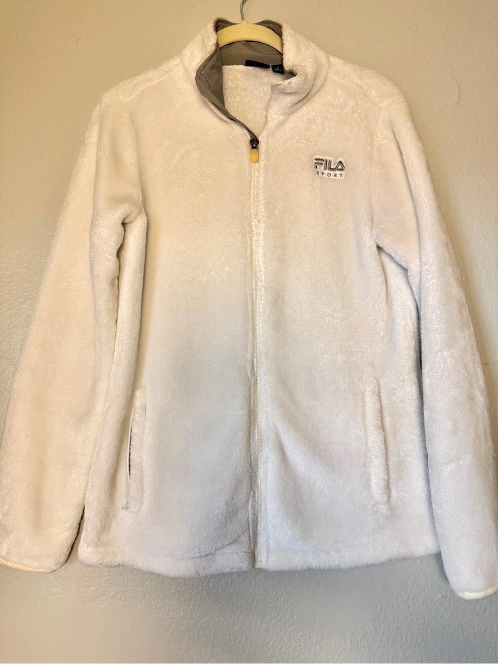 Fila White Plush Full-Zip Jacket